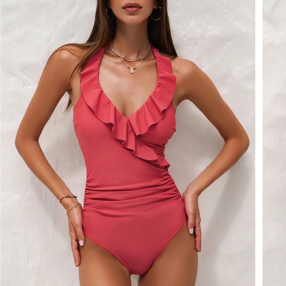 Emerge Ruffle Halter Retro Swimsuit
